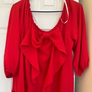 C Red Blouse With Bow In Back
